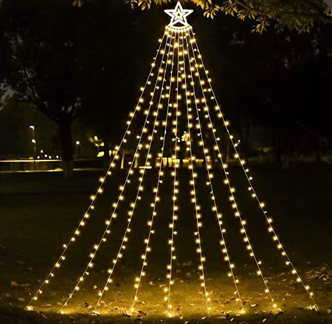 estrella con luces en cascada 3 metros de largo