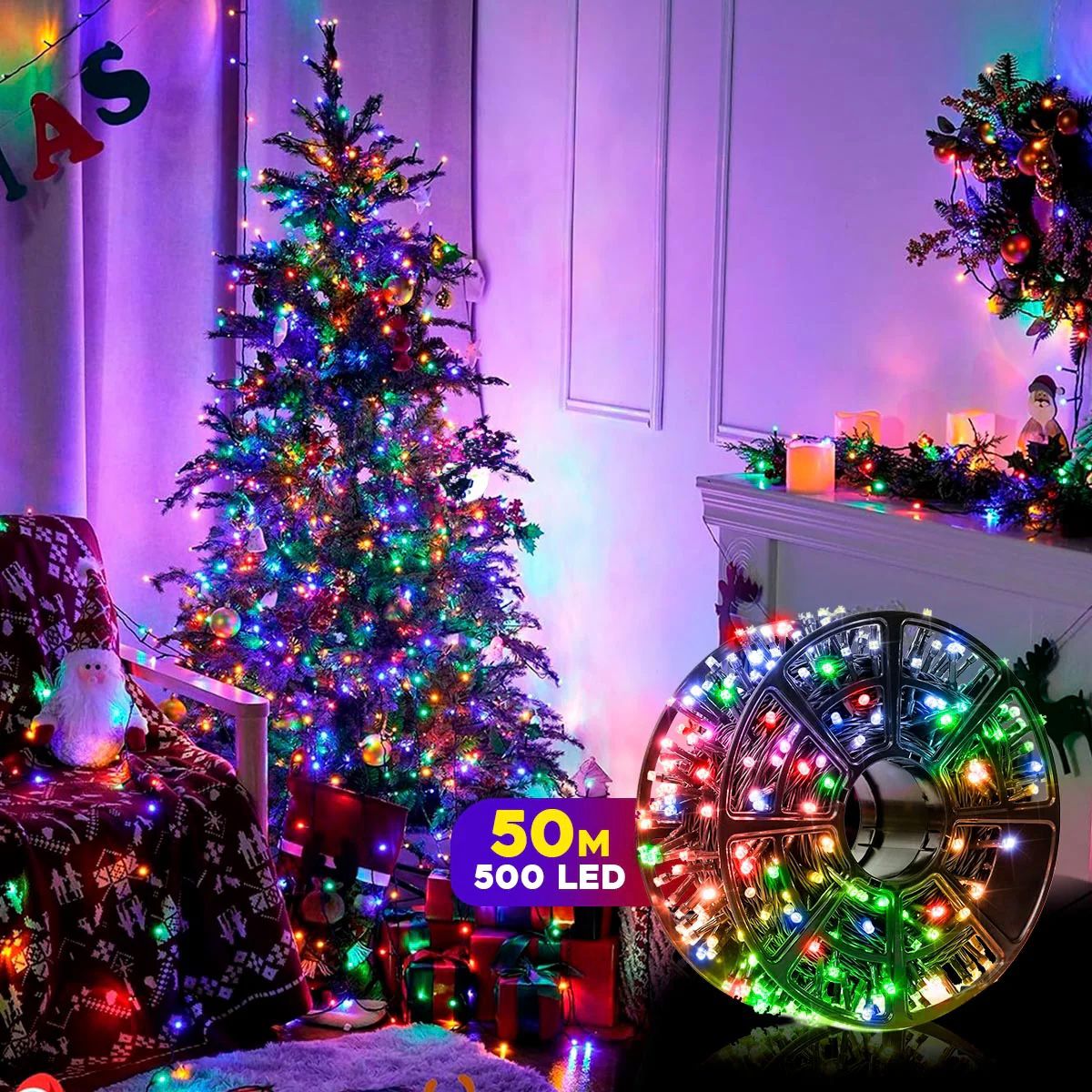 luz navidad lineal x50 metros en rollo