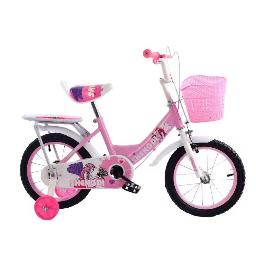 bicicleta infantil rosada con canasta