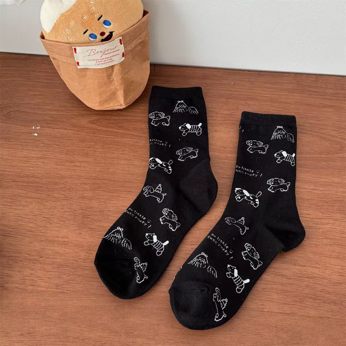 MEDIAS KITTY X10 BLANCA CON NEGRO