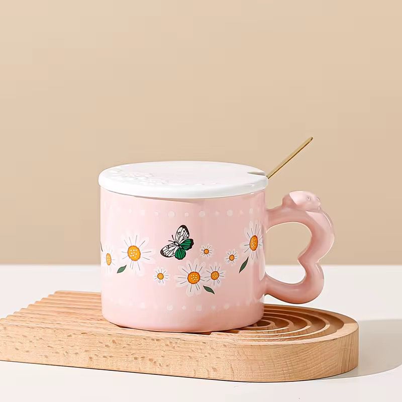 Mug con tapita y cuchara de flores