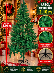 arbol de navidad verde 2.10 x850 ramas ES1641