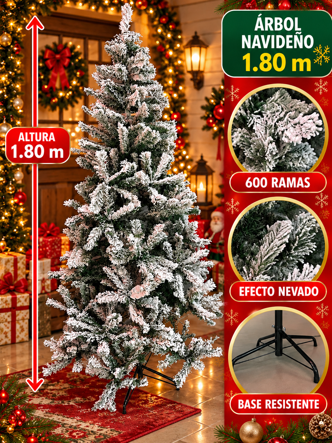 arbol de navidad nevado 1.80 x600 ramas ES1637
