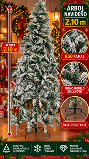 arbol de navidad nevado 2.10 x850 ramas ES1638