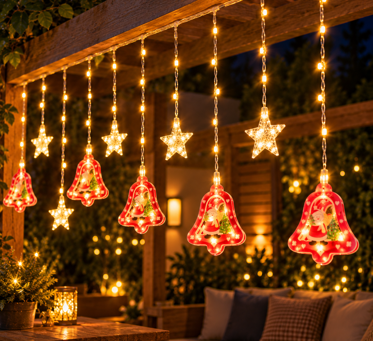 luz cascada de 3 metros campana con estrella S4019 TM