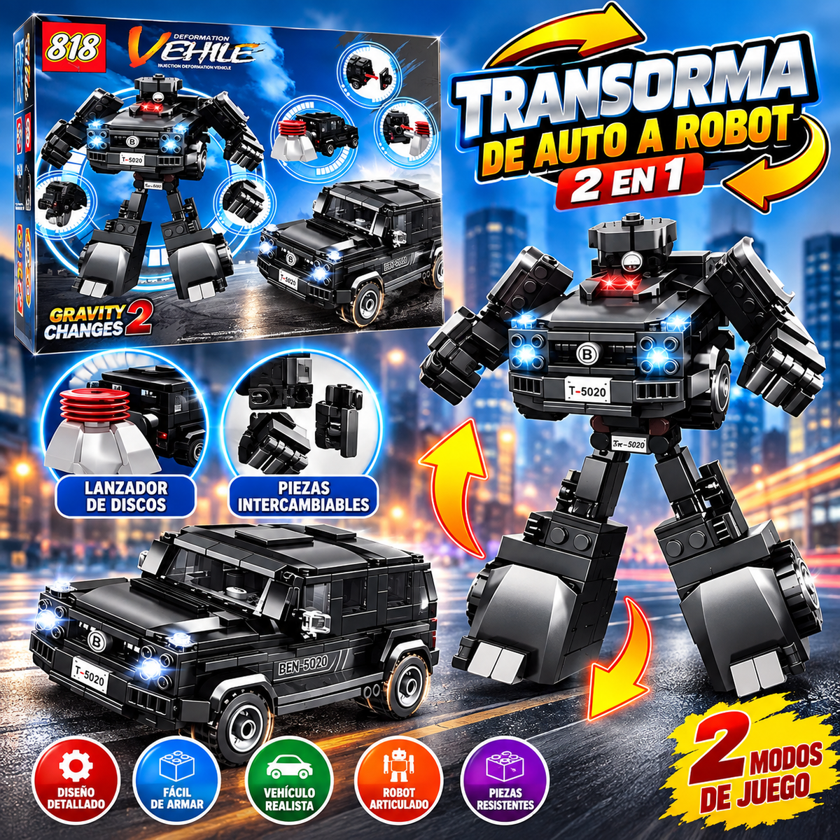 juguete transformer carro a robot