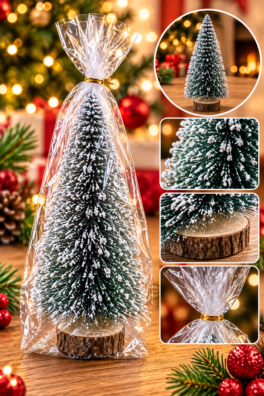 mini arbol de navidad con luces blanco con verde de 14cm REF MX5-4-501