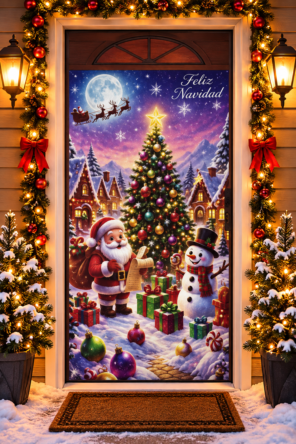 cubre puerta navideño