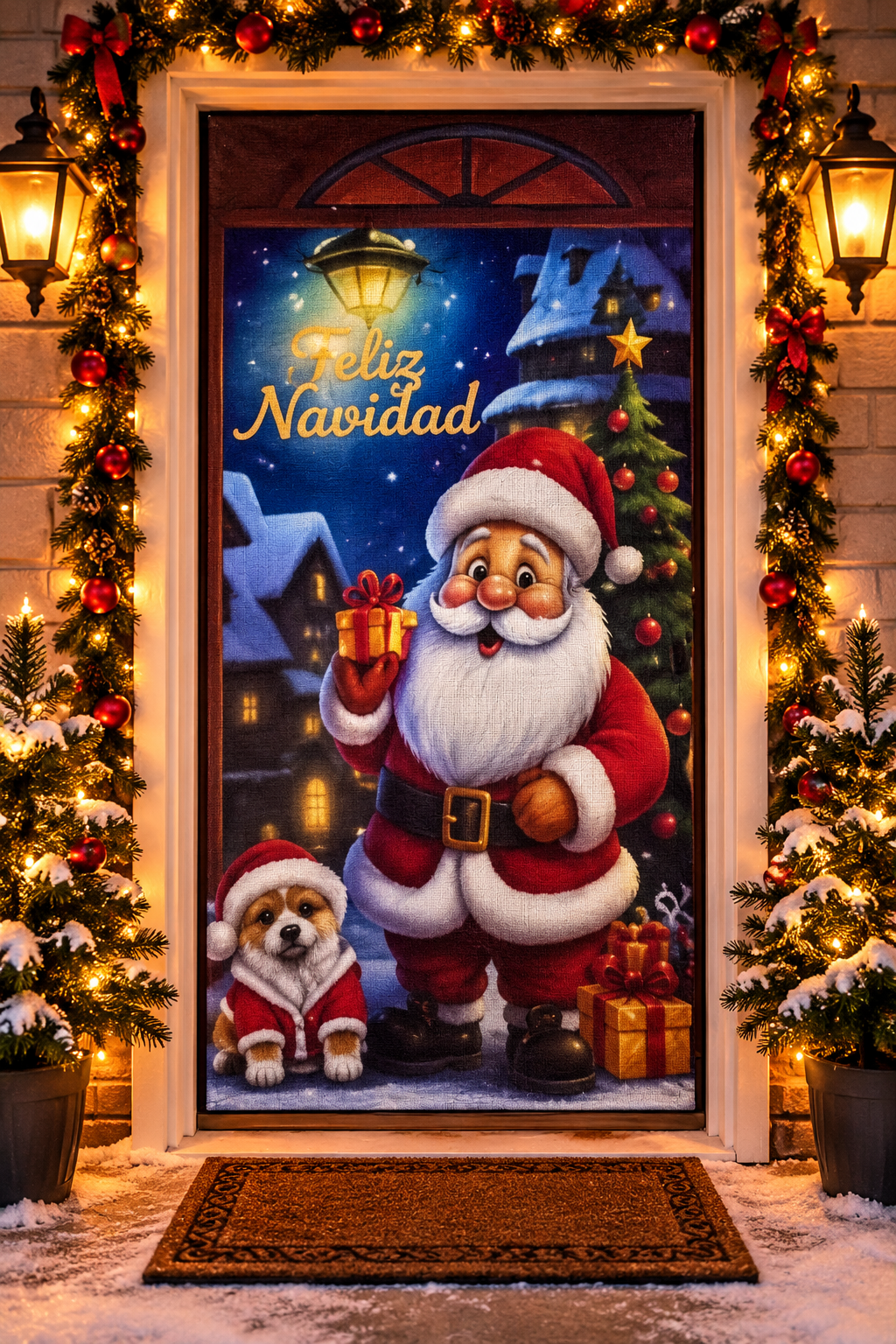cubre puerta navideño