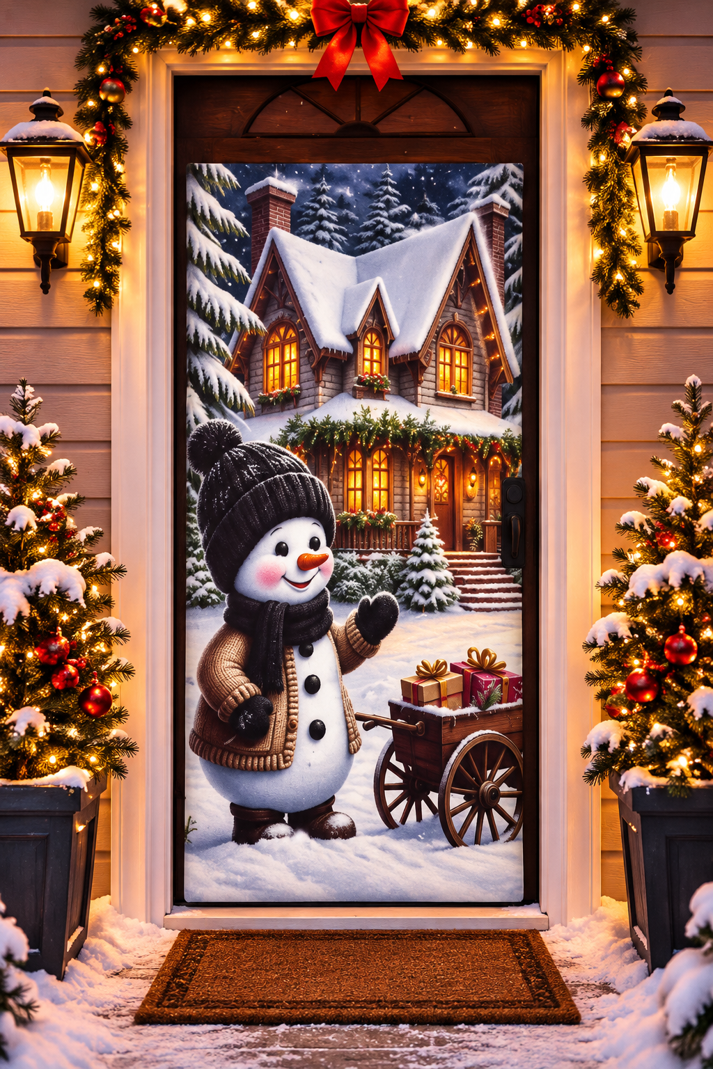 cubre puerta navideño