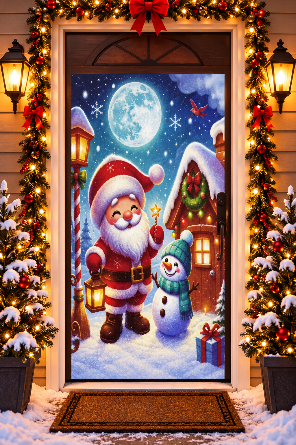 cubre puerta navideño
