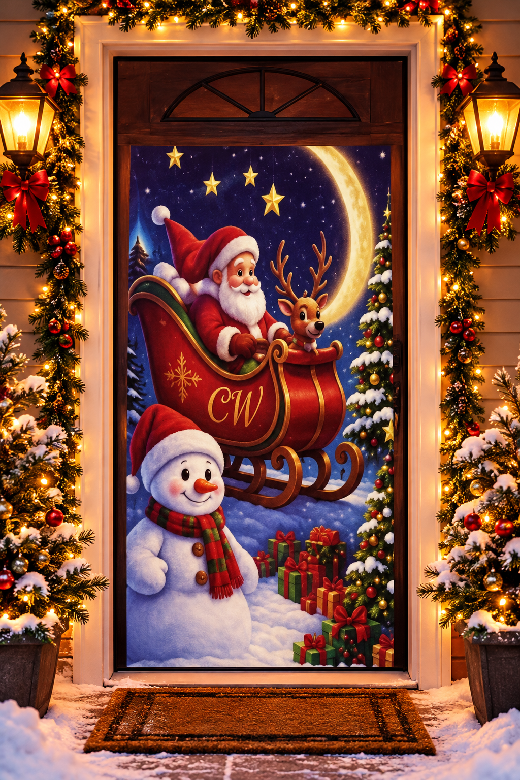 cubre puerta navideño