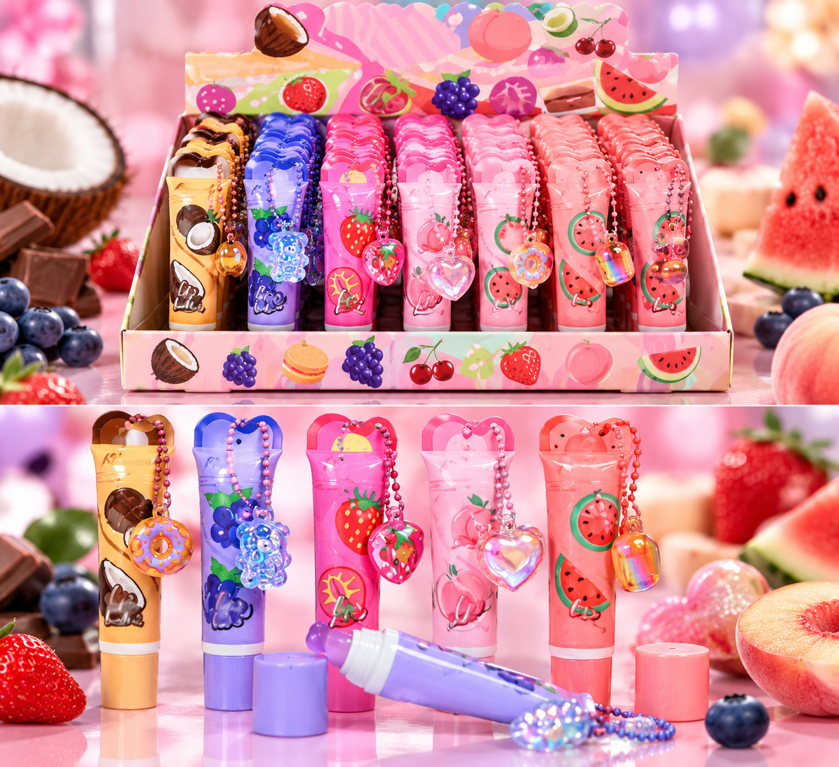 gloss rimocoo con llavero frutas 9140