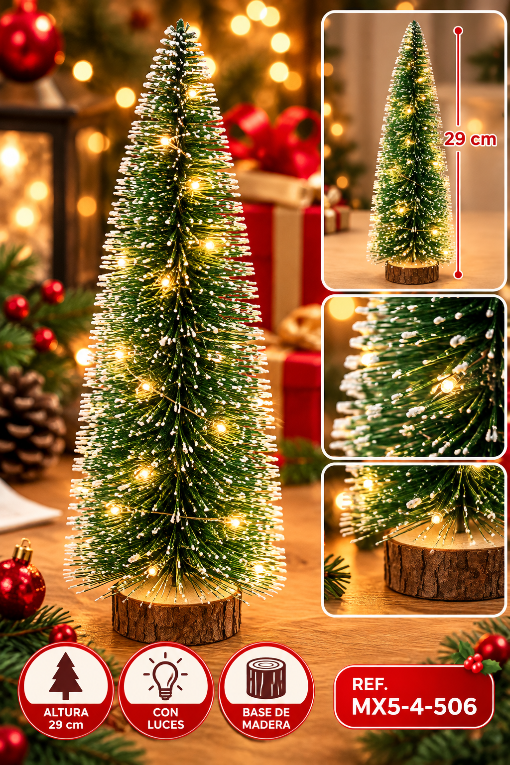 mini arbol de navidad con luces verde de 29cm MX5-4-506