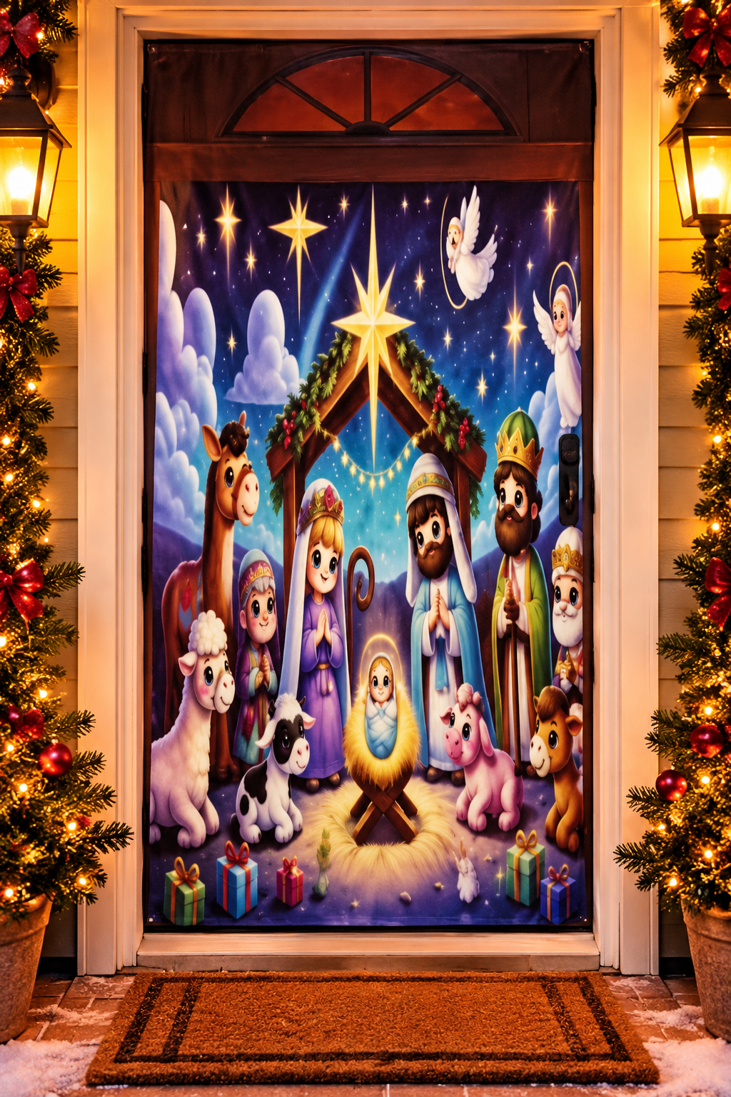 cubre puerta navideño