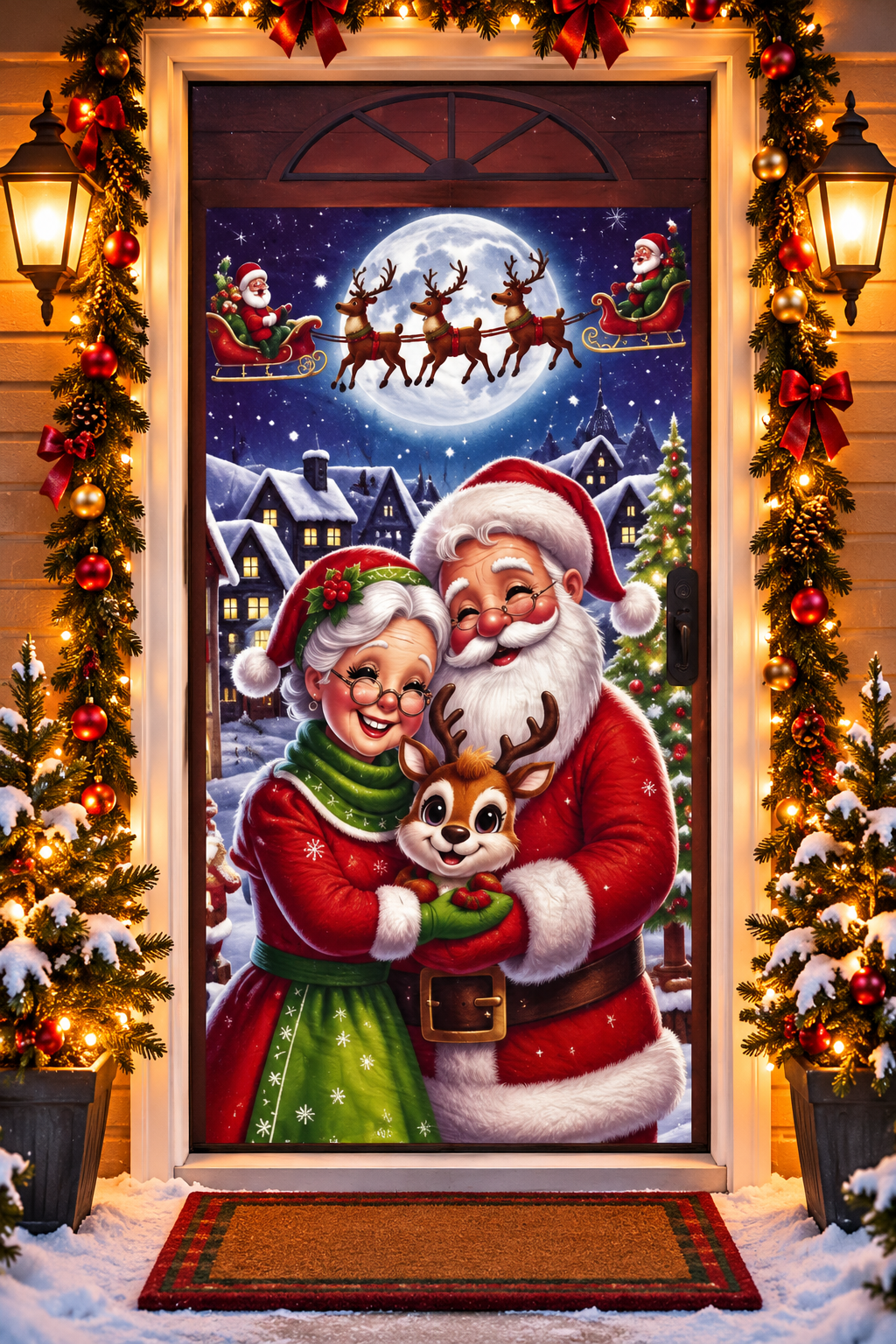 cubre puerta navideño
