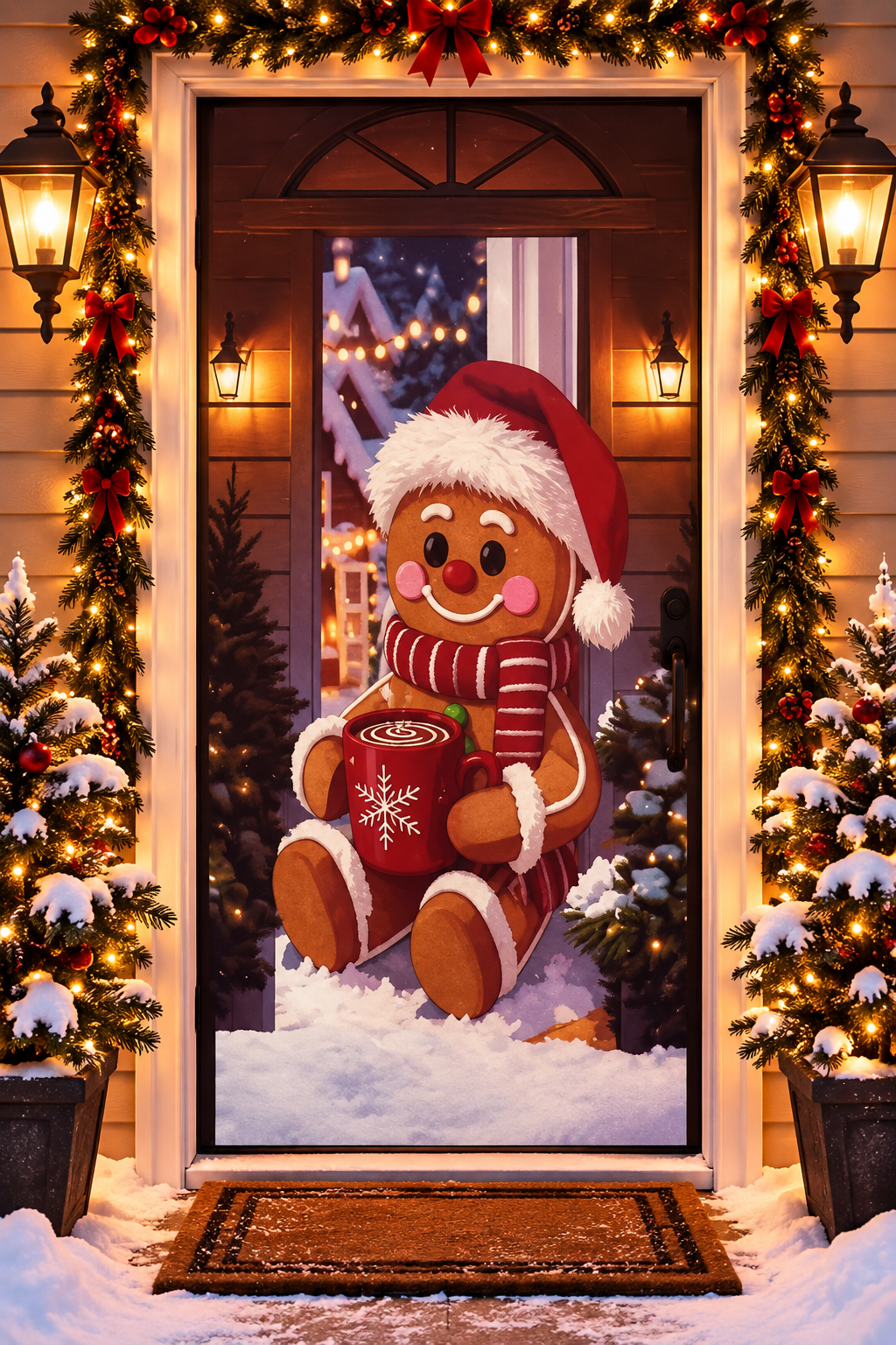 cubre puerta navideño