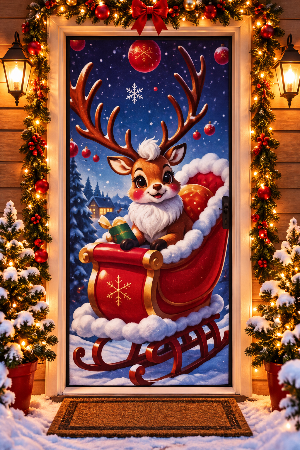 cubre puerta navideño