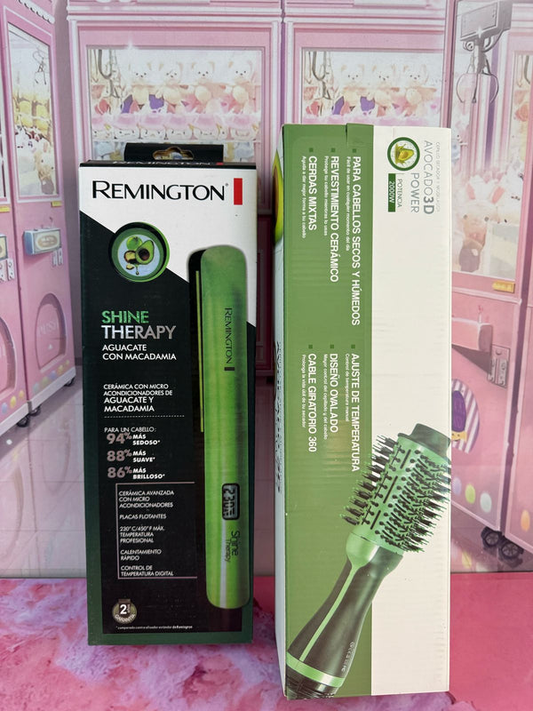 Combo cepillo secador de aguacate mas plancha aguacate Remington AAA