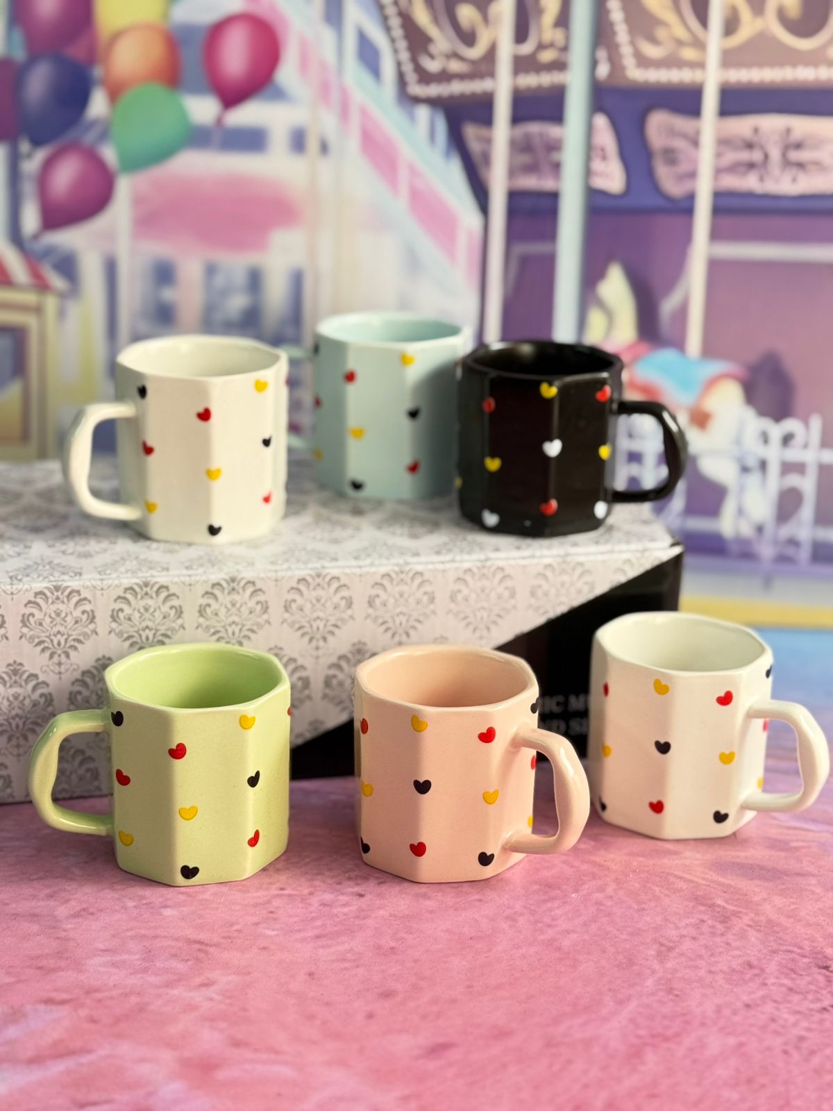Set de mug de corazones x6