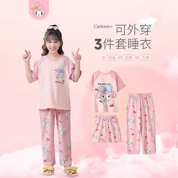 PIJAMA MELODY ROSA UNICOLOR CON PANTALON ESTAMPADO