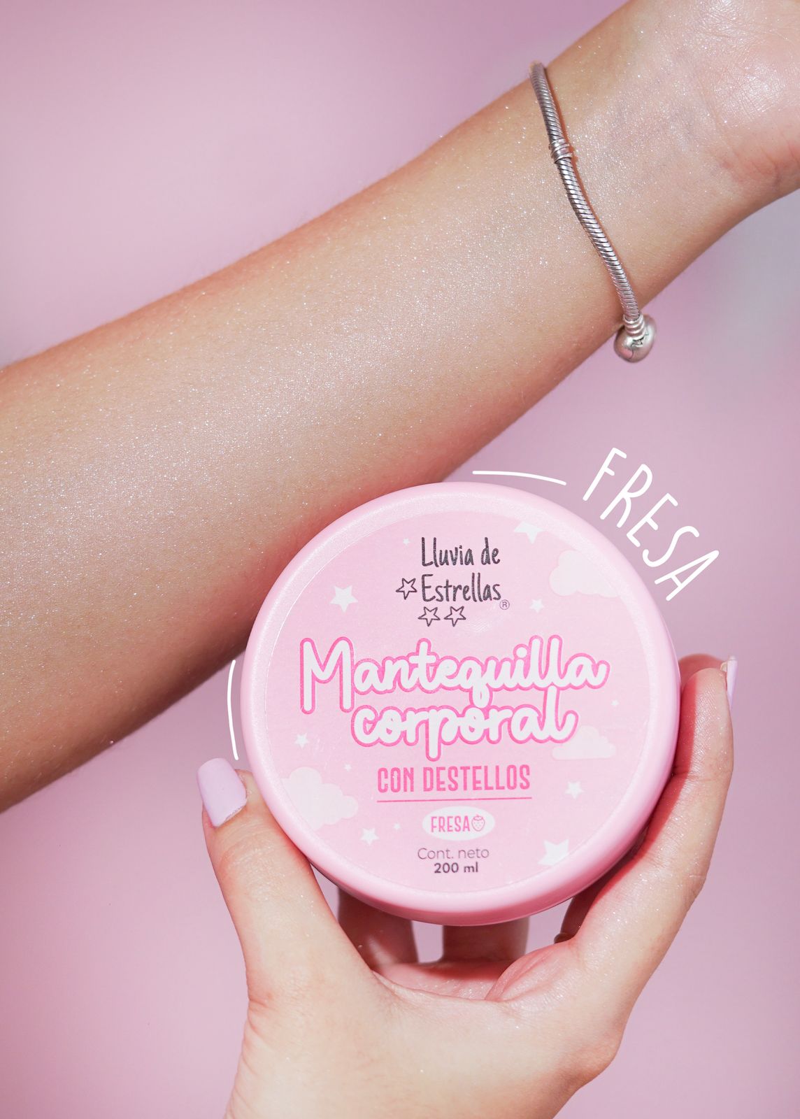 MANTEQUILLA CORPORAL CON DESTELLOS  LLUVIA DE ESTRELLAS