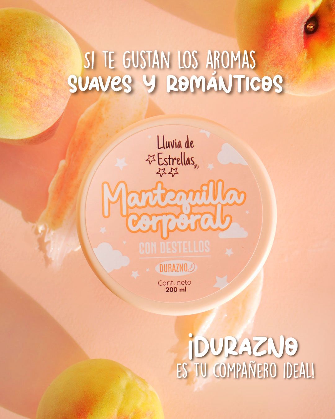 MANTEQUILLA CORPORAL CON DESTELLOS  LLUVIA DE ESTRELLAS