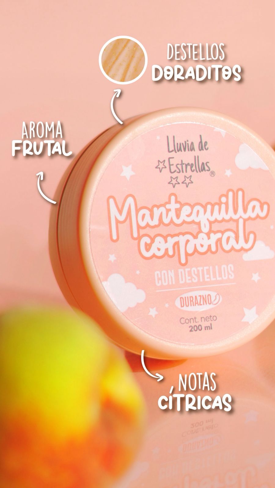 MANTEQUILLA CORPORAL CON DESTELLOS  LLUVIA DE ESTRELLAS