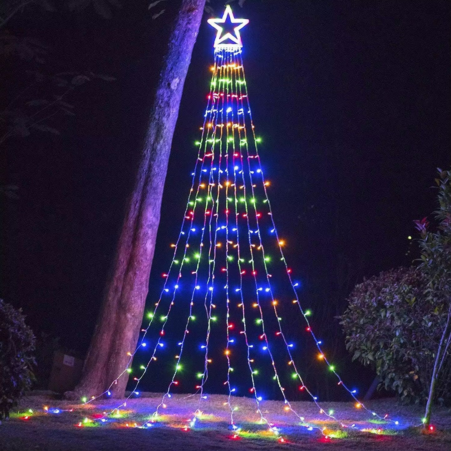 estrella con luces en cascada 3 metros de largo