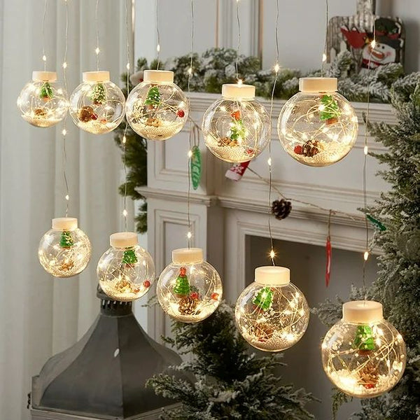 LUZ NAVIDEÑA CASCADA BOLITA CON FIGURAS 3 M