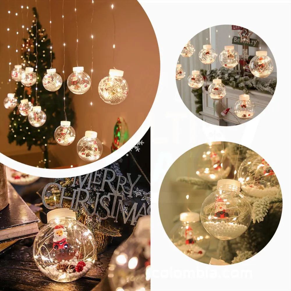 LUZ NAVIDEÑA CASCADA BOLITA CON FIGURAS 3 M