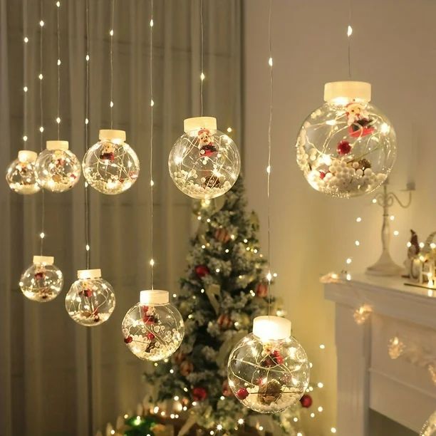 LUZ NAVIDEÑA CASCADA BOLITA CON FIGURAS 3 M