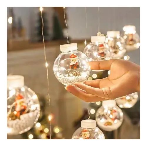 LUZ NAVIDEÑA CASCADA BOLITA CON FIGURAS 3 M