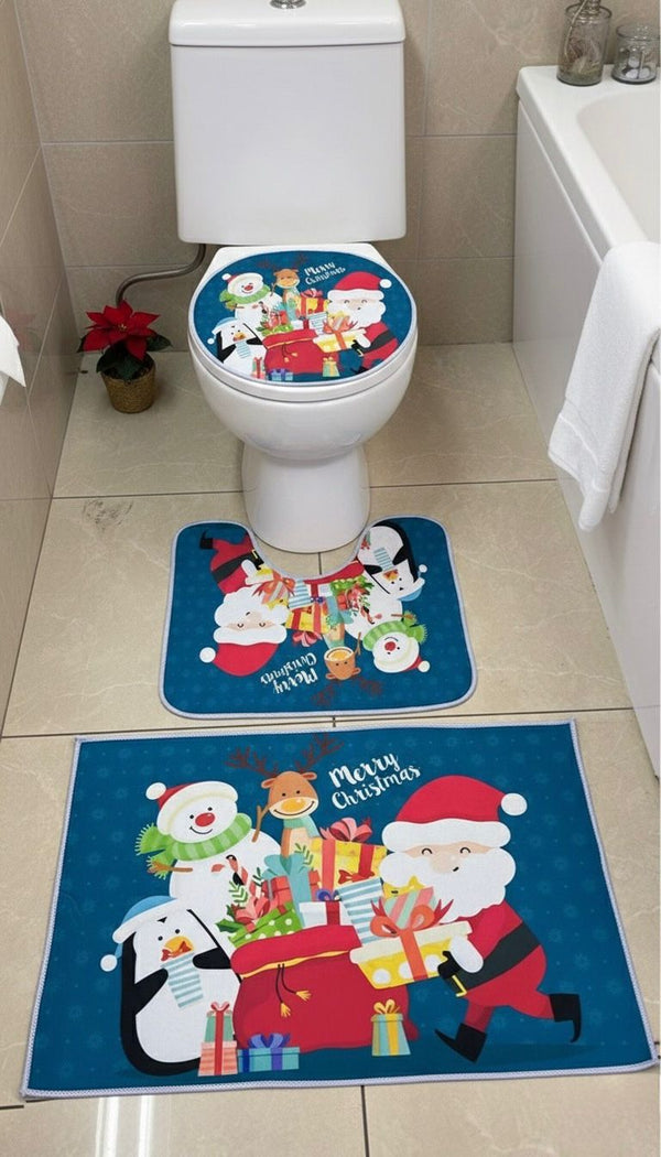 tapete navideño para el baño x3 piezas