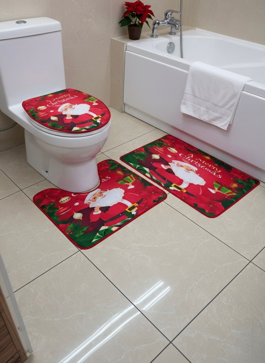 tapete navideño para el baño x3 piezas
