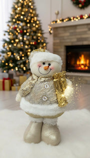 muñeco de nieve decorativo con luz y sonido