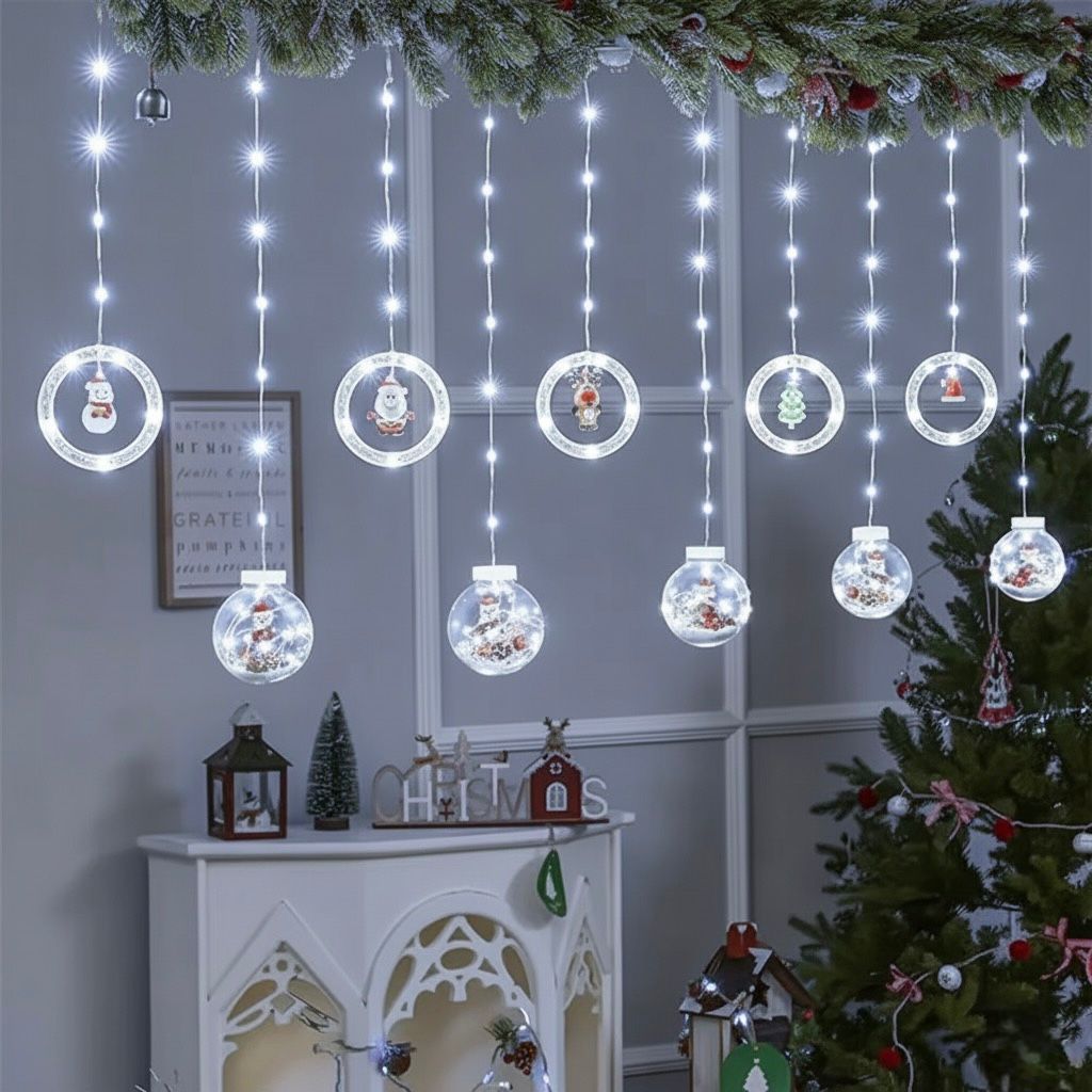luz cascada aro y bolita 3 metros