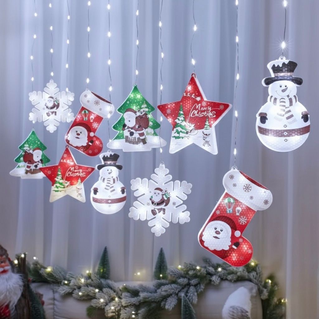 luz cascada emojis navideños