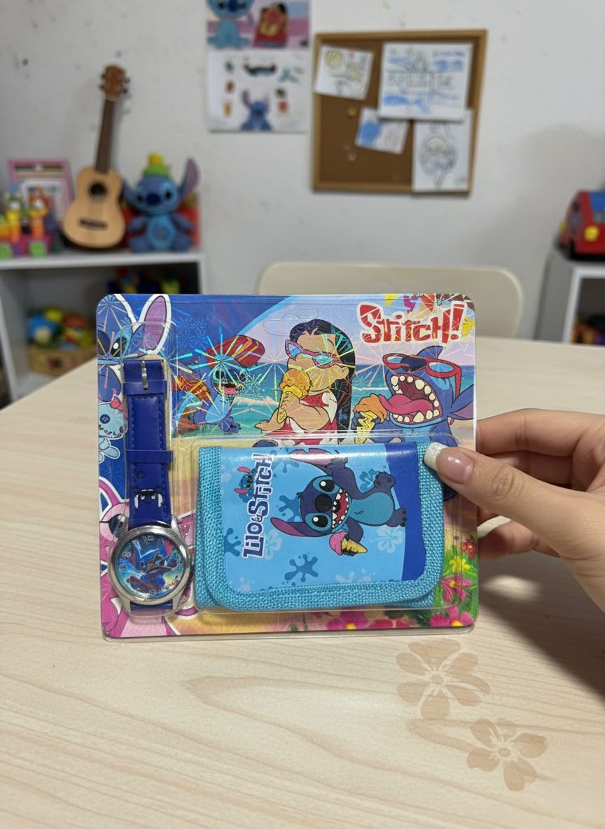 kit de billetera mas reloj kuromi