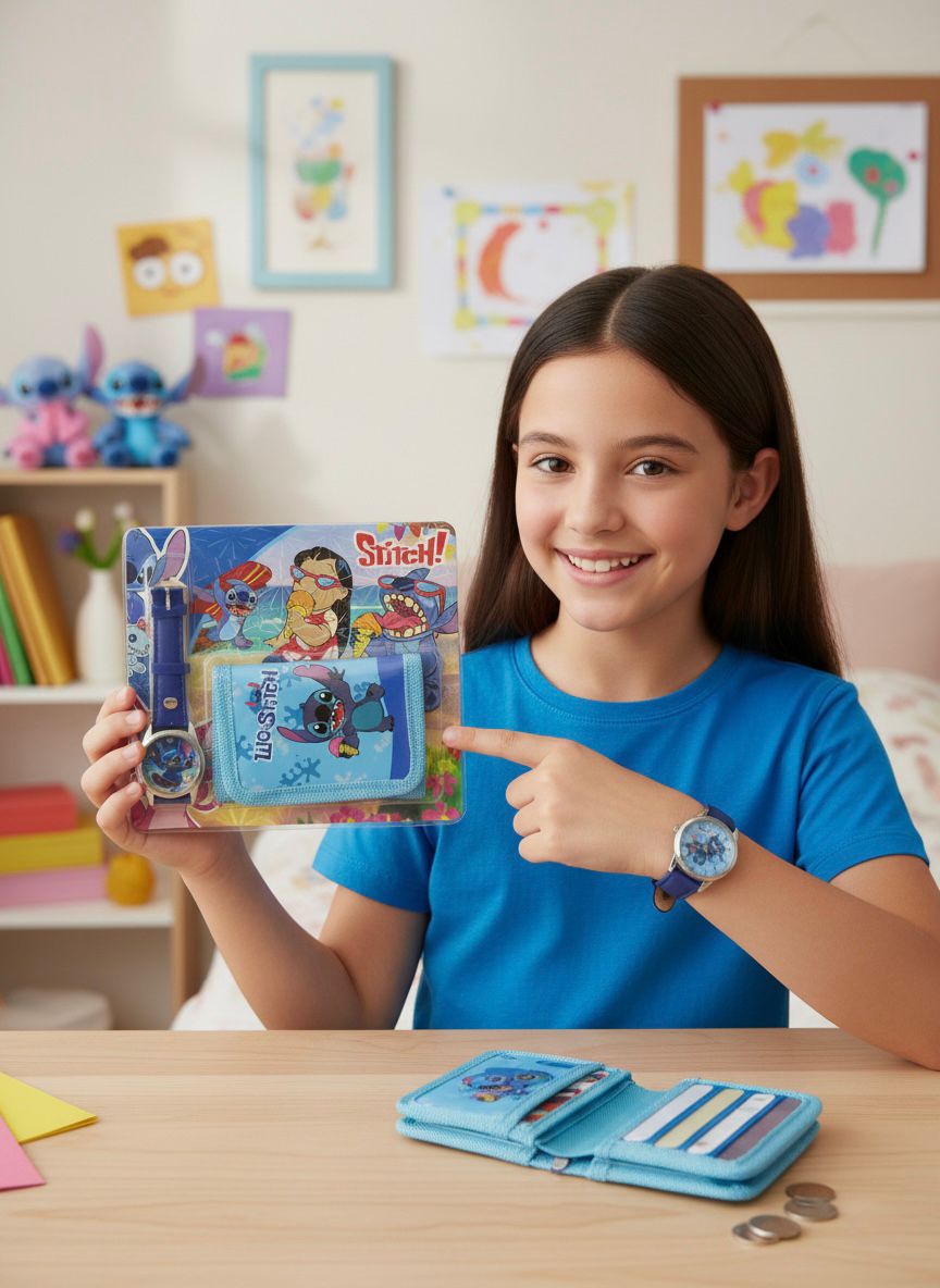 kit de billetera mas reloj kuromi