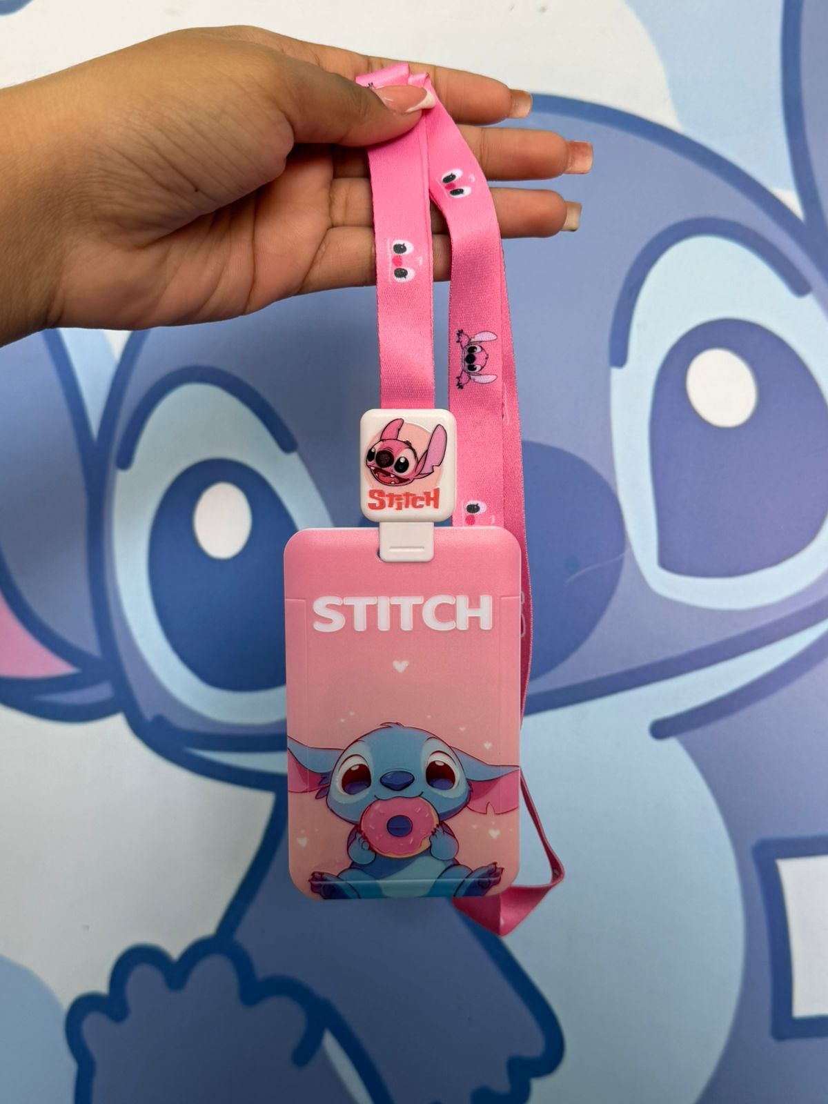 portacarnet de stitch rosado