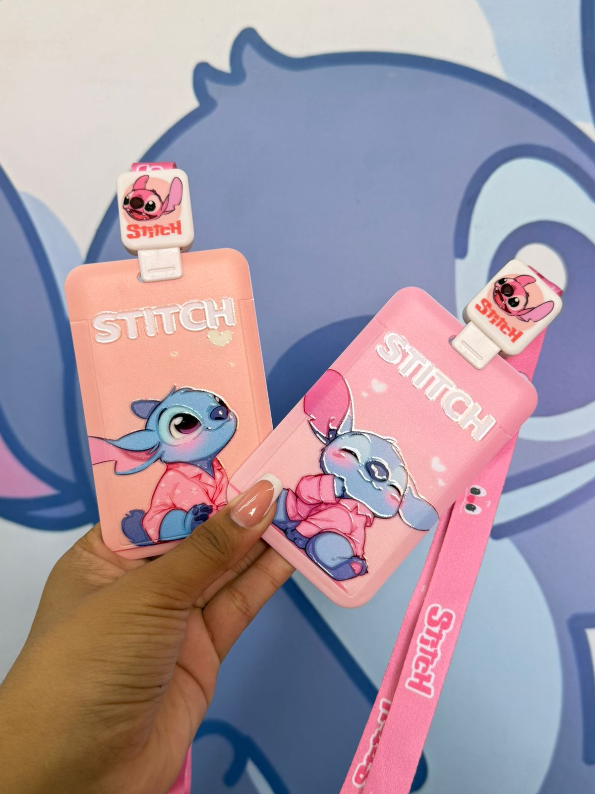 portacarnet de stitch rosado