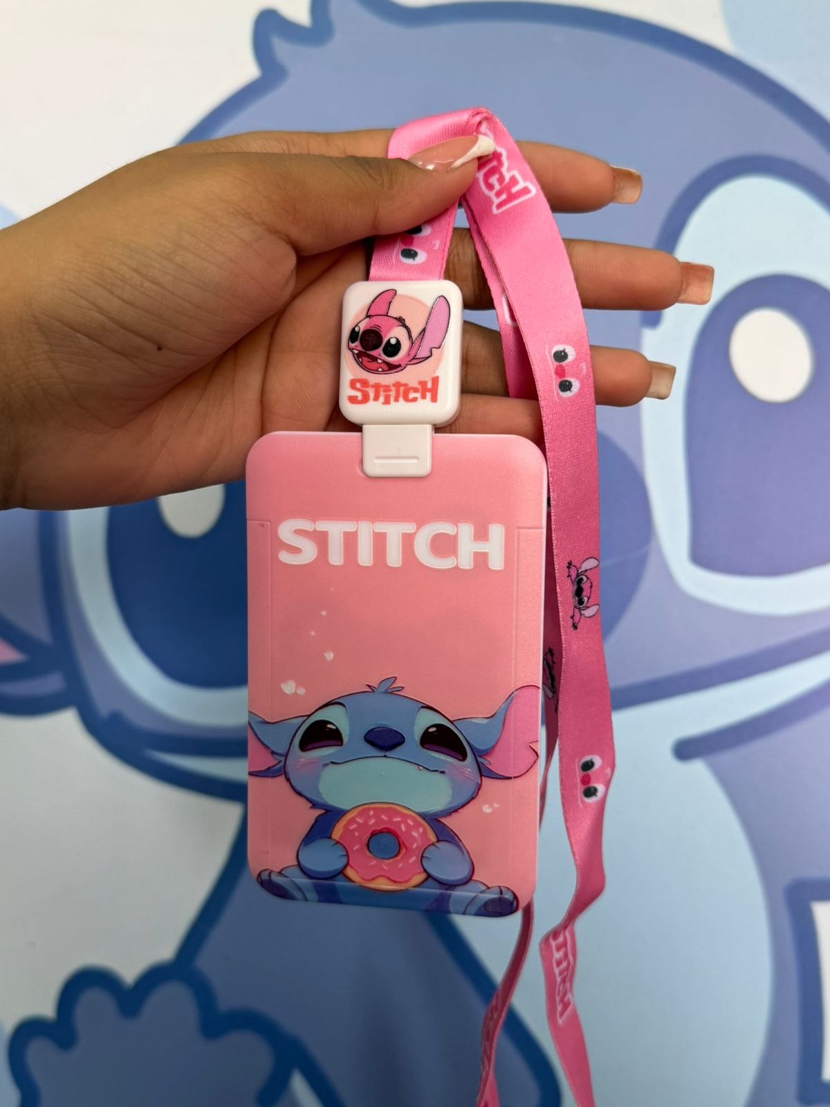 portacarnet de stitch rosado