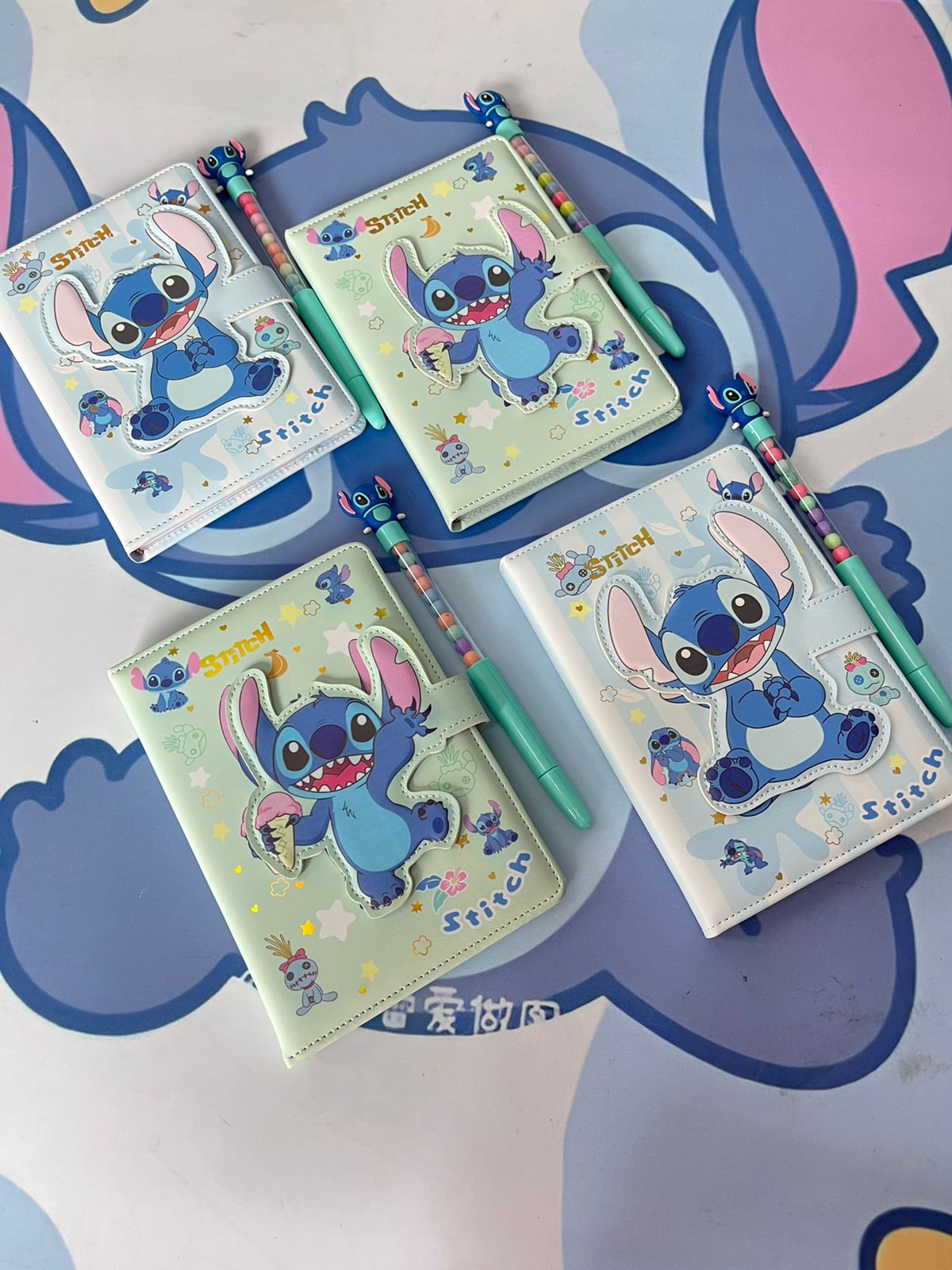 cuaderno de stitch con lapicero con iman