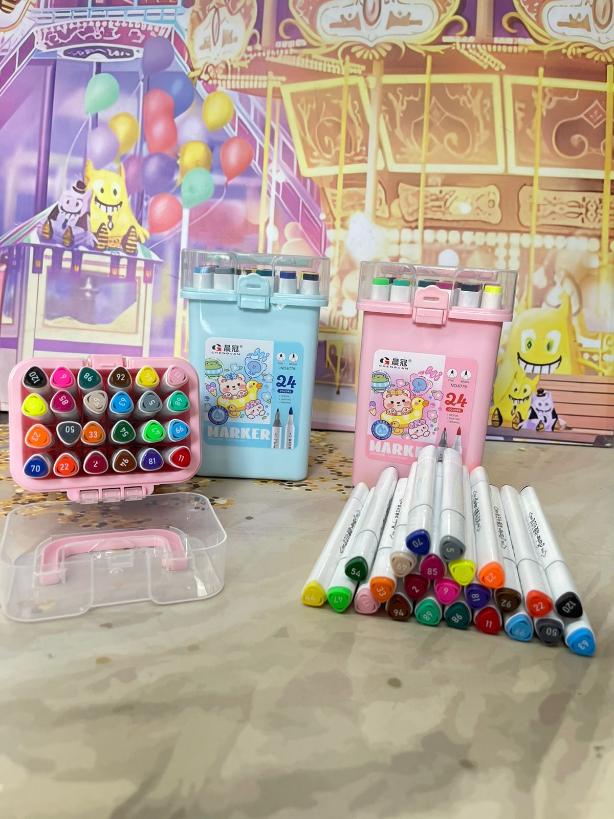 marcadores x24 caja de plastico