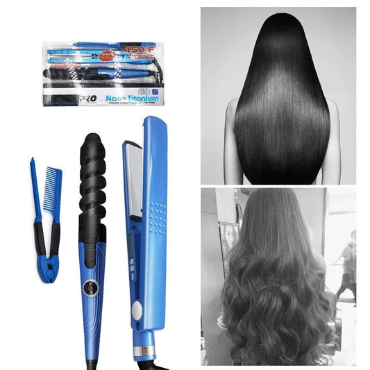 COMBO NANO TITANIUM PLANCHA RIZADOR Y PEINE