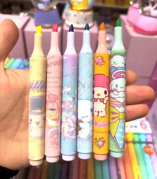 resaltadores x6 sanrio
