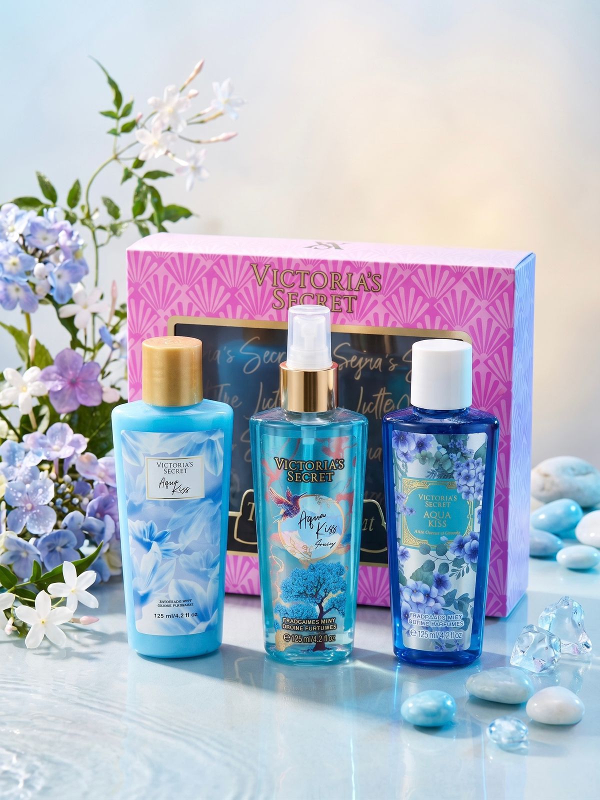 kit x3 victoria secrett con gel de baño