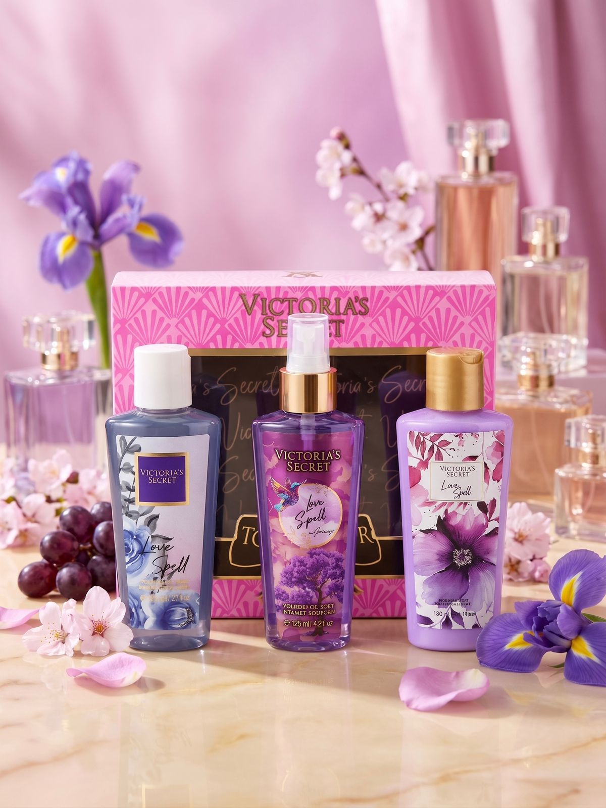 kit x3 victoria secrett con gel de baño
