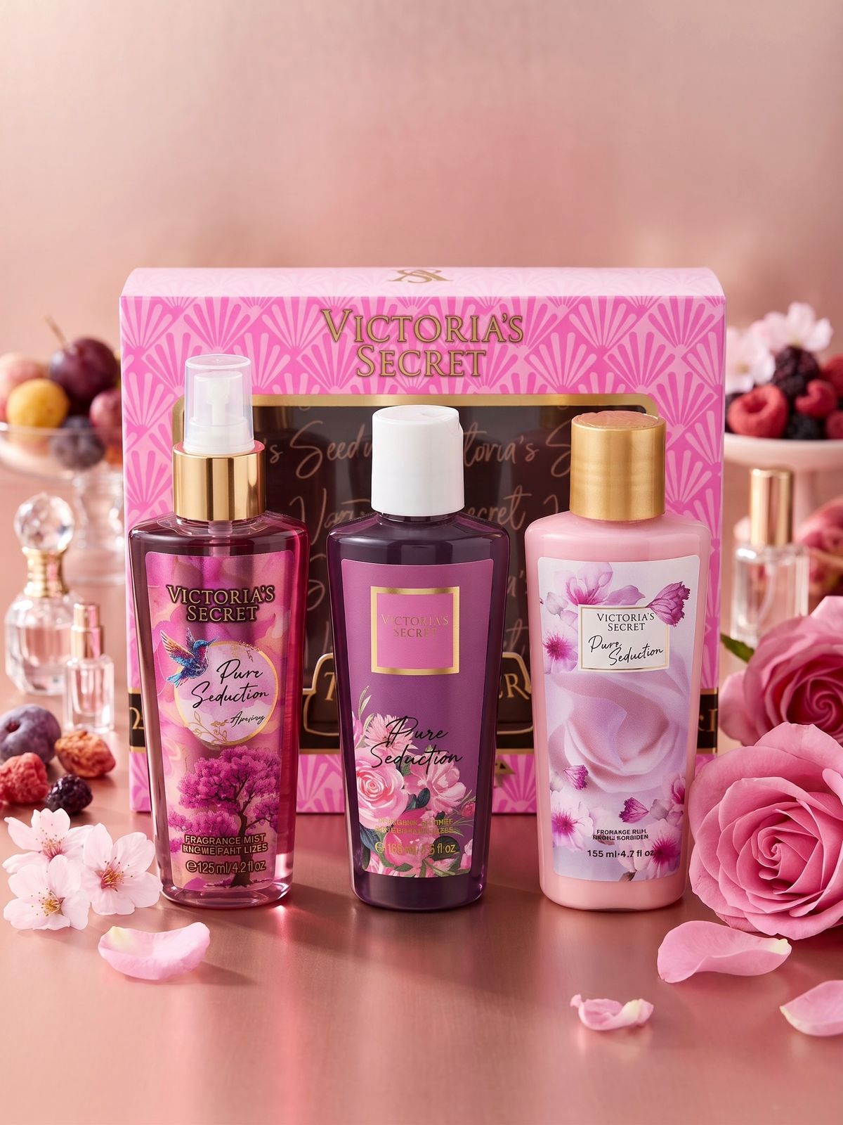 kit x3 victoria secrett con gel de baño